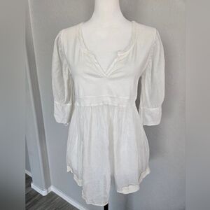 Hunky Dory Stockholm Boho Peasant Hippie Top White Cotton Lightweight Size L